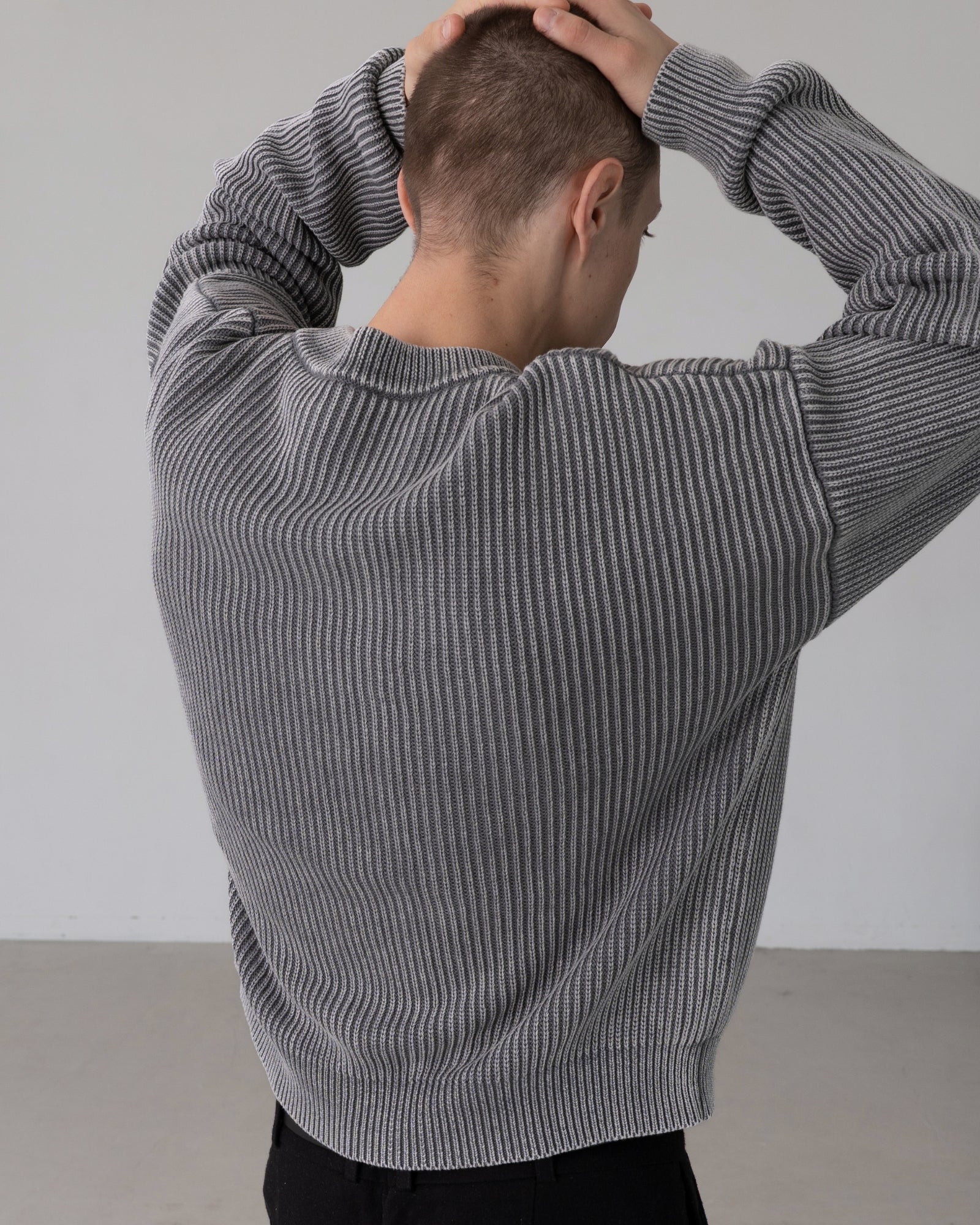 Washed Fisherman Knit "charcoal"