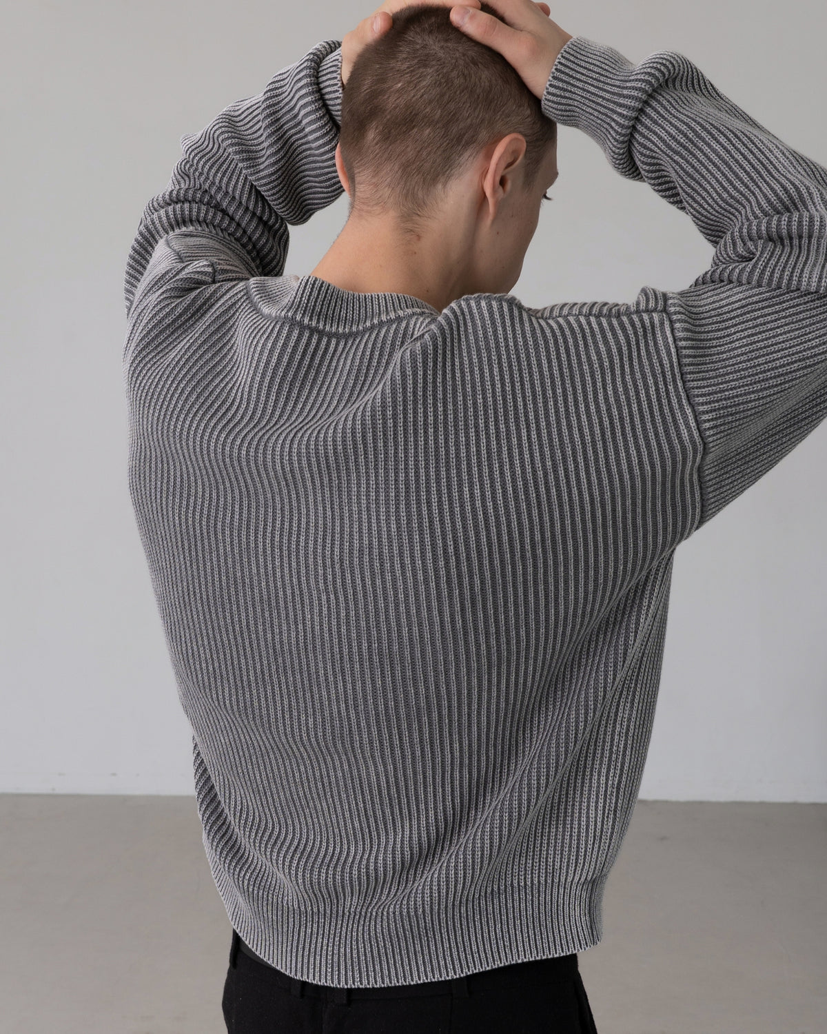 Washed Fisherman Knit "charcoal"