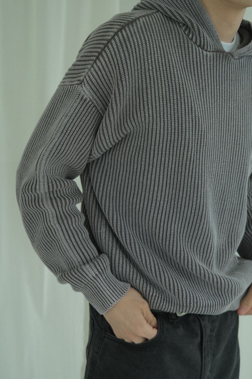 Washed fisherman hoodie / washed grey