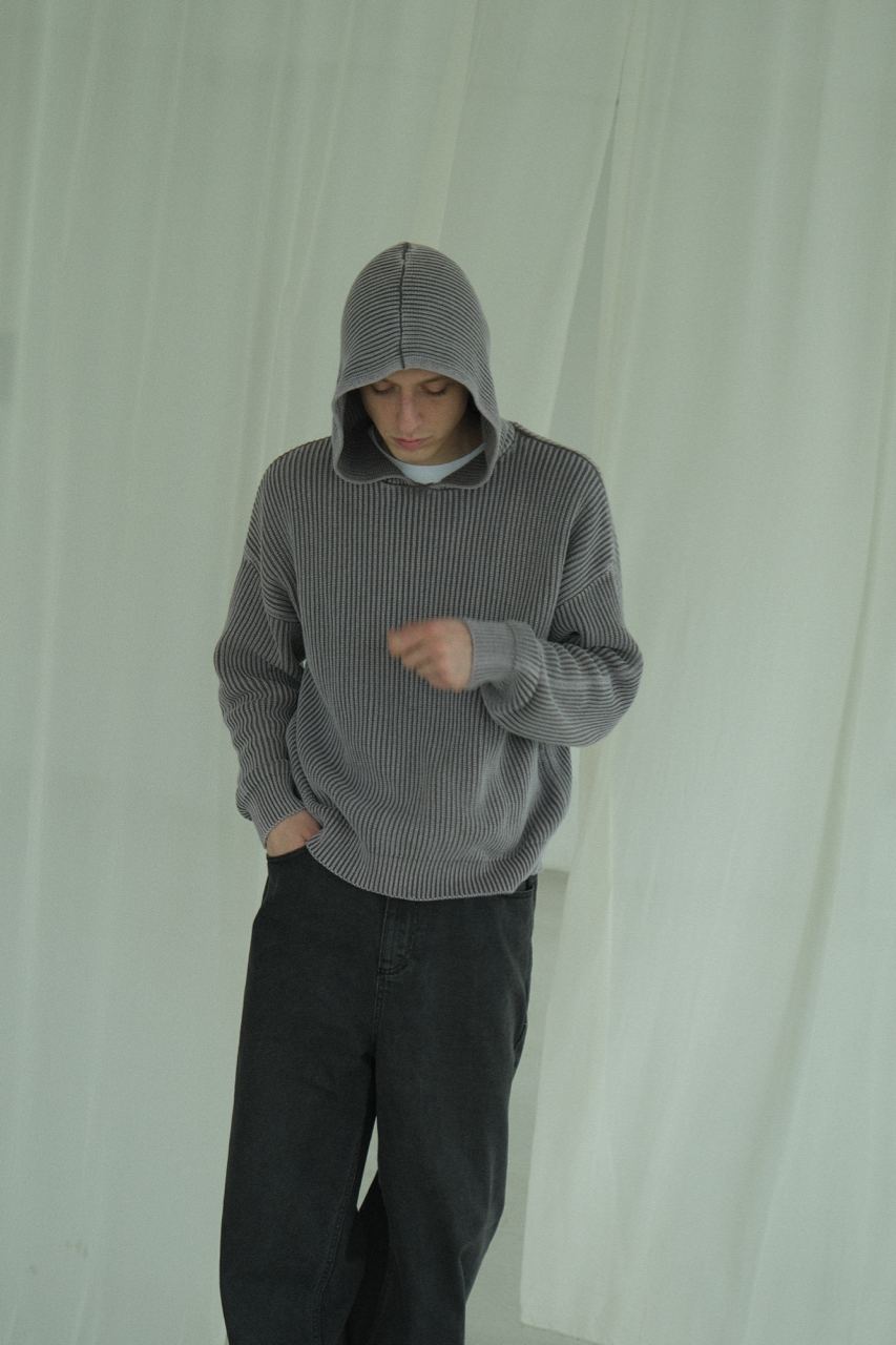Washed fisherman hoodie / washed grey