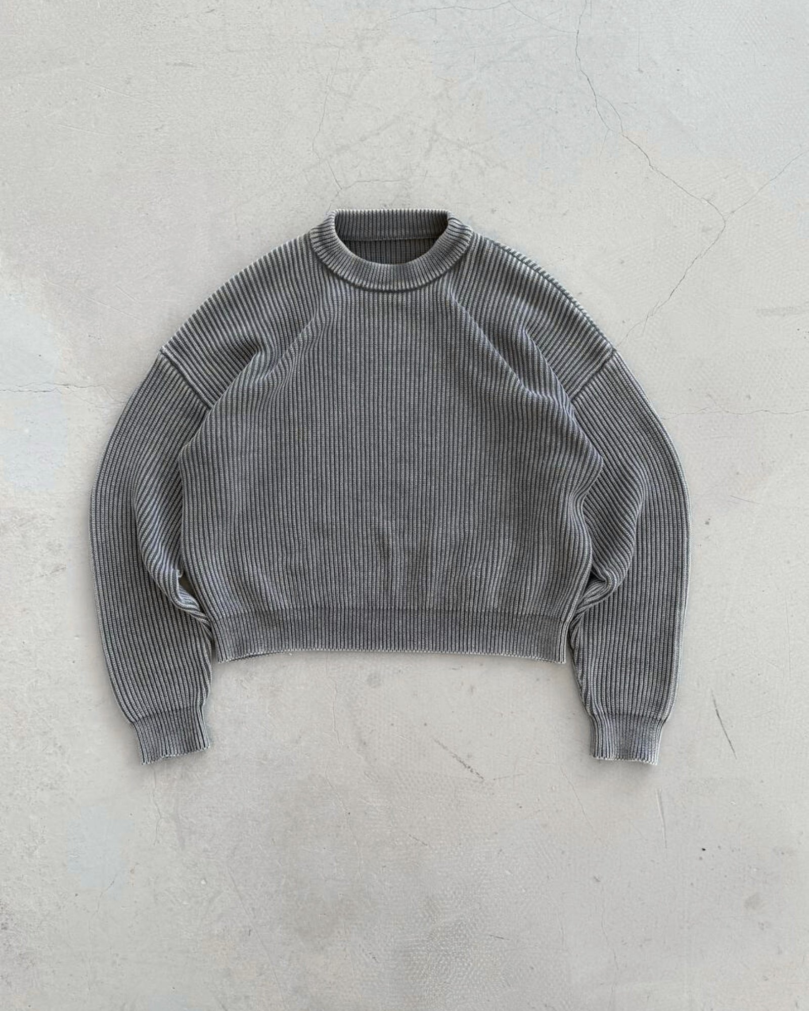 Washed Fisherman Knit  "charcoal"