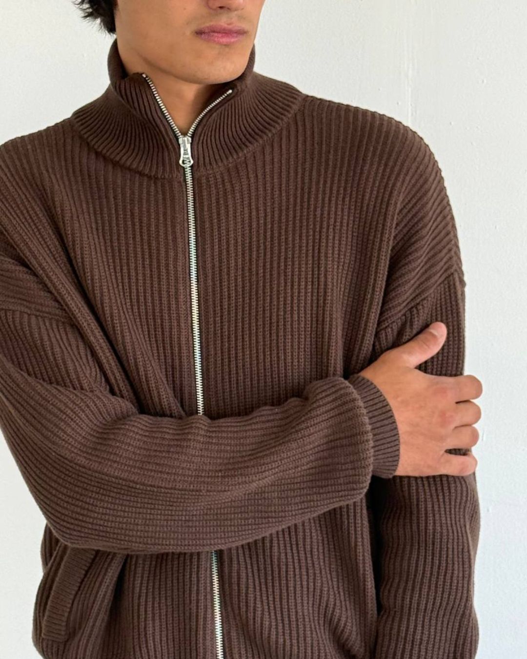 Zip sweater / dark brown