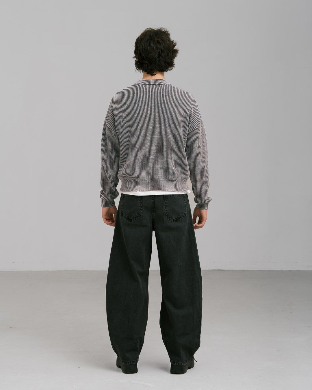 Washed Fisherman Knit  "charcoal"
