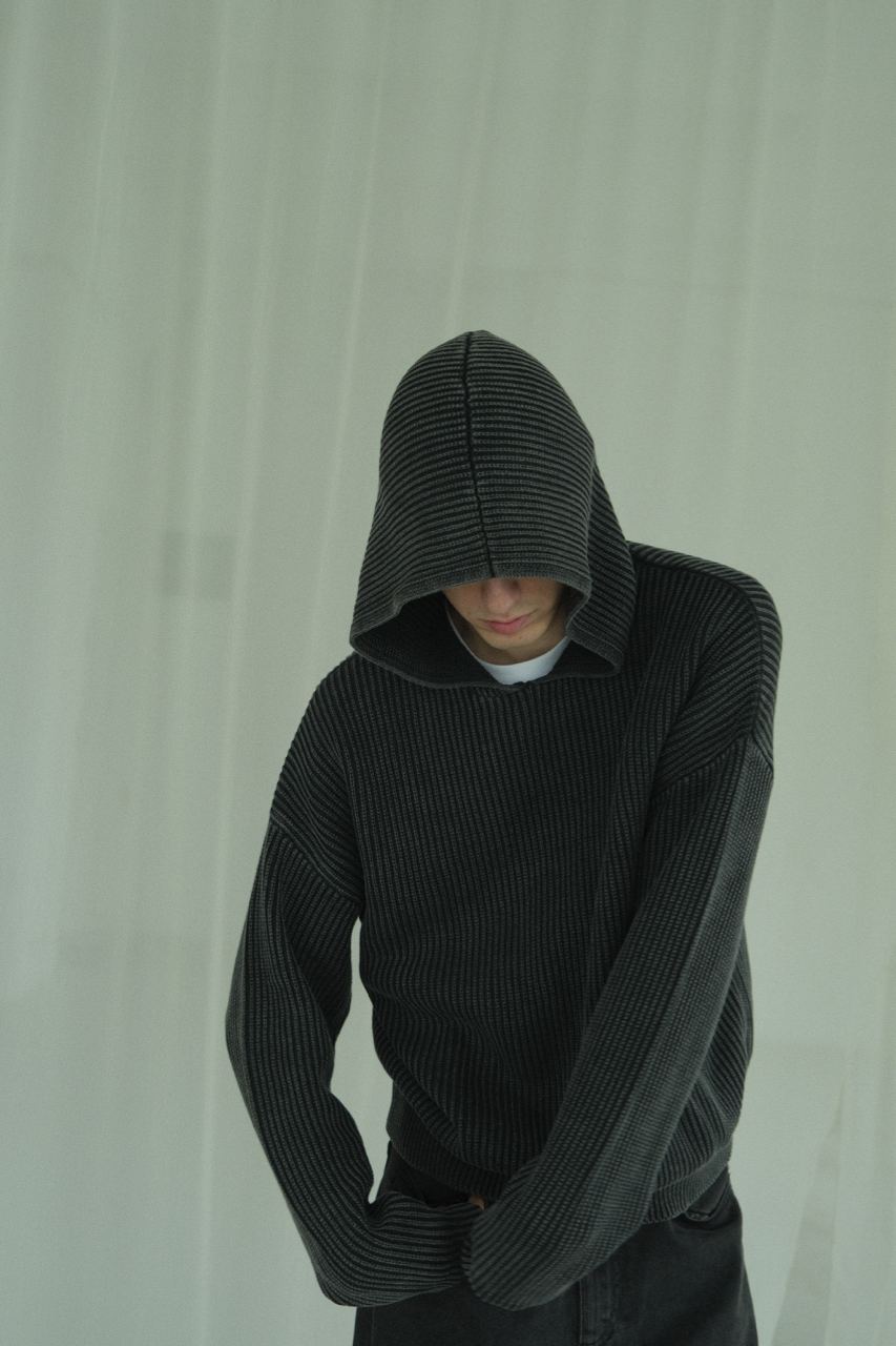 Washed fisherman  hoodie / washed black