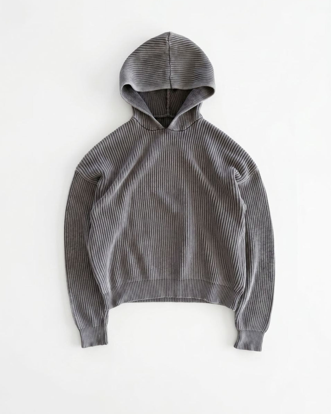 Washed fisherman  hoodie / washed grey