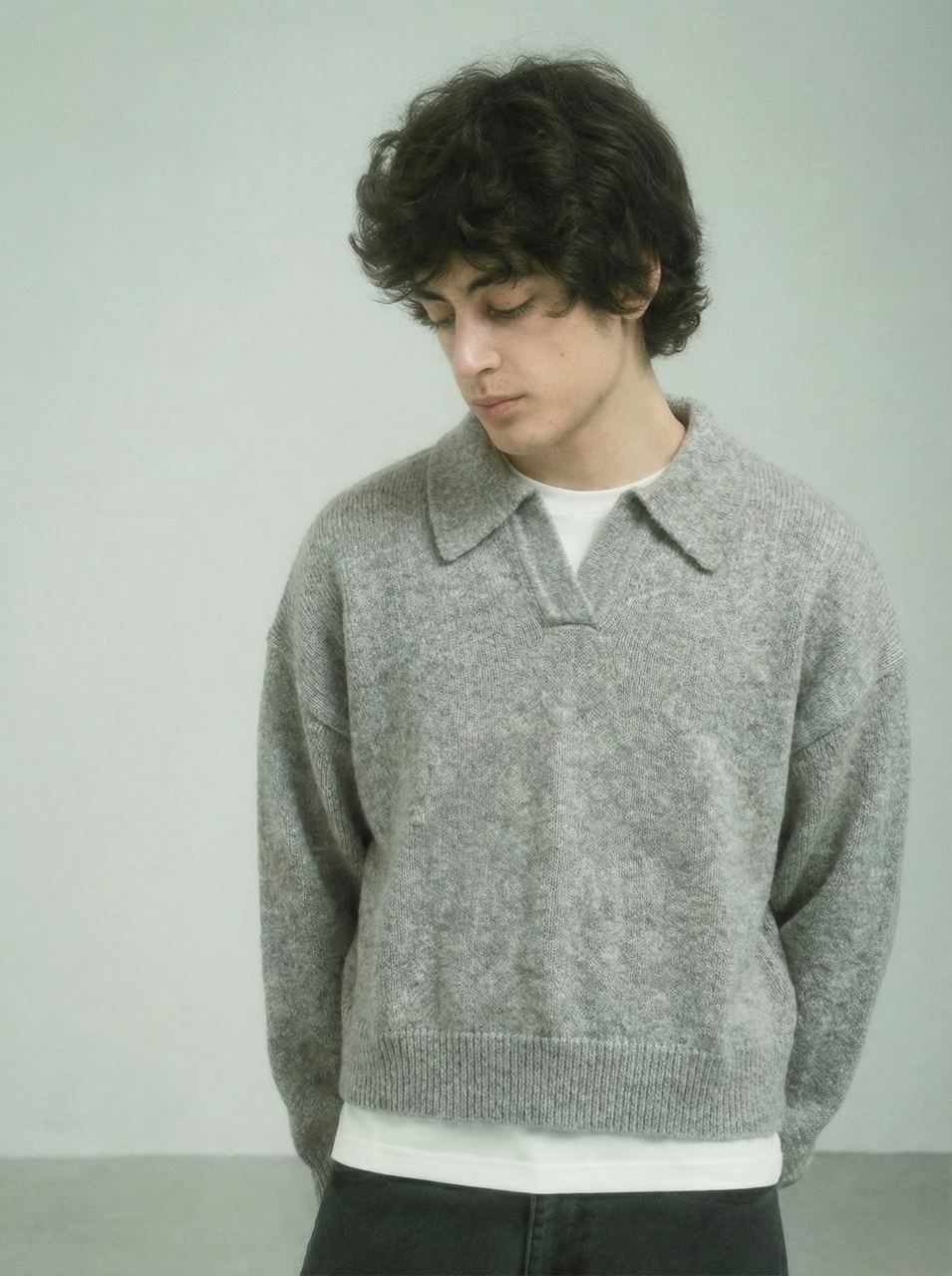 Knit polo (grey)